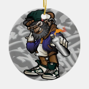 Adorno De Cerámica personaje de graffiti hip-hop monkey holding spray