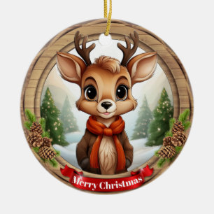 Adorno De Cerámica Personaje de Reno Ciervo Animal Navidad Cerámica