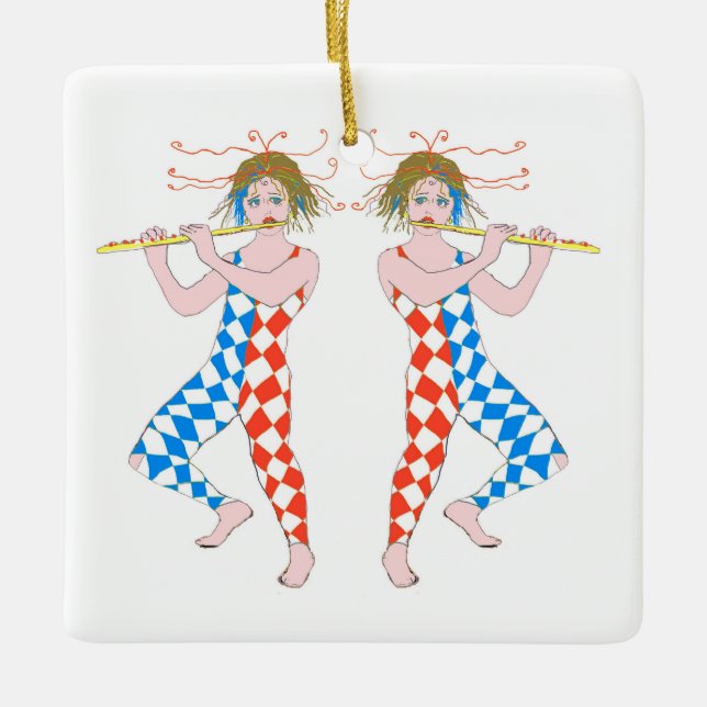 Adorno De Cerámica Personajes de Harlequin (Anverso)