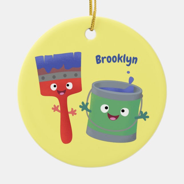 Adorno De Cerámica Personajes de pincel y dibujos animados (Frente)