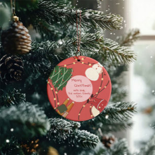 Adorno De Cerámica Personajes Navideños Juguetones con Luces