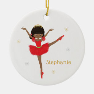 Adorno De Cerámica Personalice a Ballerina, Navidades afroamericanos