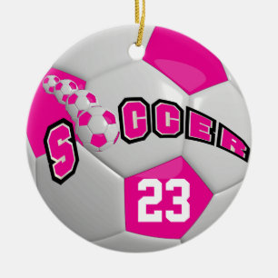 Adorno De Cerámica Personalice la pelota de fútbol  Rosa caliente