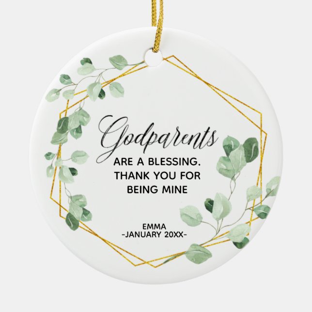 Adorno De Cerámica Personalised Godparents Christmas ornament (Frente)