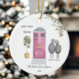 Adorno De Cerámica Personalised Our New Home Pebble Couples christmas