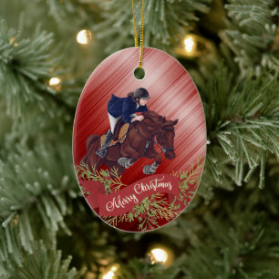 Adorno De Cerámica Personaliza a Chicas y Navidades rojos que juegan