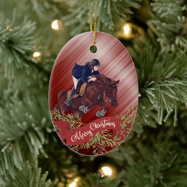 Adorno De Cerámica Personaliza a Chicas y Navidades rojos que juegan  (Árbol)