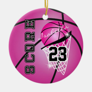 Adorno De Cerámica Personaliza el baloncesto superestrella - rosa