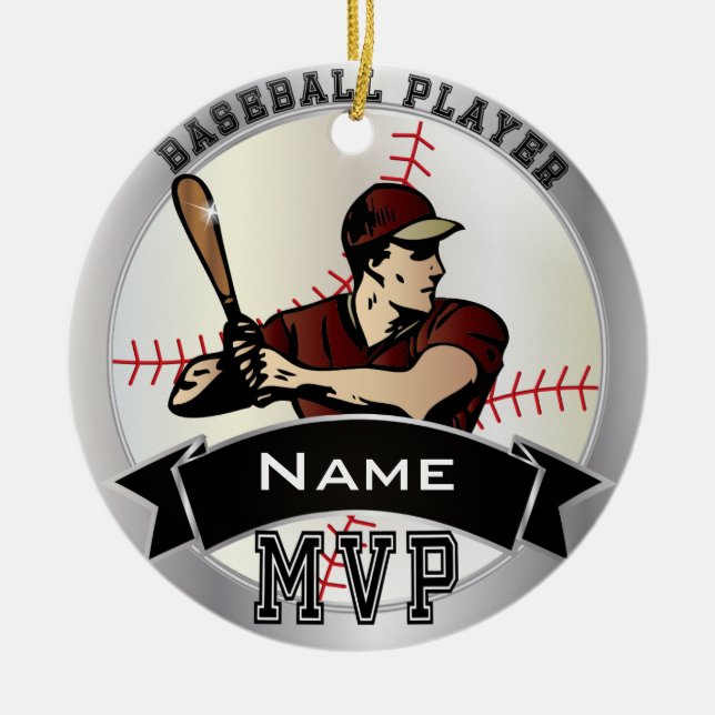 Adorno De Cerámica Personaliza el béisbol MVP (Frente)
