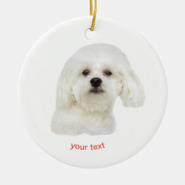 Adorno De Cerámica Personaliza el cachorro maltés blanco