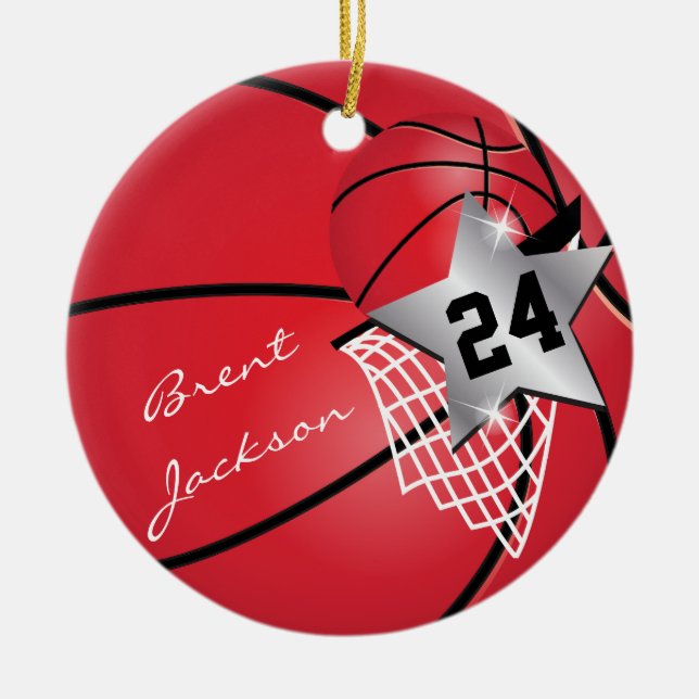 Adorno De Cerámica Personaliza el fútbol ⭐ estrella rojo 🏀 baloncest (Frente)