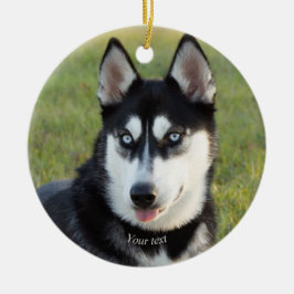 Adorno De Cerámica Personaliza feliz perrito siberiano Husky