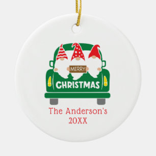 Adorno De Cerámica Personaliza Foto Gnomo de Navidad Camión Navidad