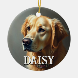 Adorno De Cerámica Personaliza Golden Retriever