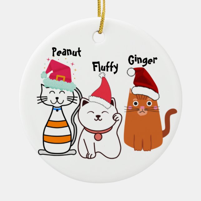 Adorno De Cerámica Personaliza la familia de gatos kitanos (Frente)