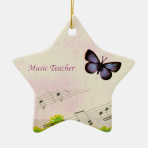 Adorno De Cerámica Personaliza, Mariposas de Música Gracias Profesor