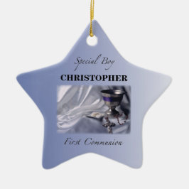 Adorno De Cerámica Personaliza, Niño, Primera Comunión Azul