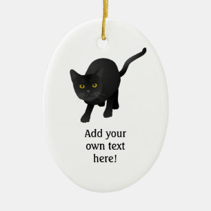 Adorno De Cerámica Personaliza un lindo gato negro