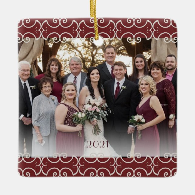 Adorno De Cerámica Personalizable 2 Borgoña a la izquierda (Anverso)