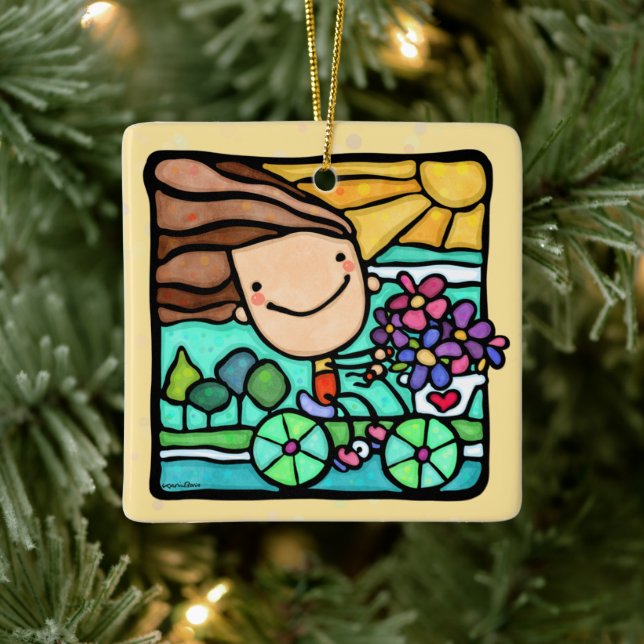 Adorno De Cerámica Personalizable Ama Bicicleta Chica Ride Bike (Árbol)