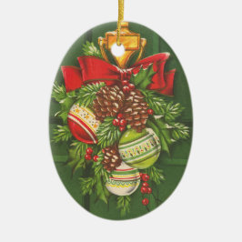 Adorno De Cerámica Personalizable Bauble de Navidad Vintage