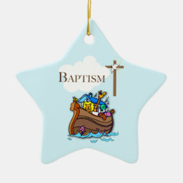 Adorno De Cerámica Personalizable, Bautizo de Niño Arca de Noé