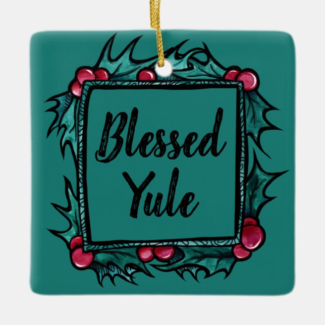 Adorno De Cerámica Personalizable Blessed Yule (Anverso)