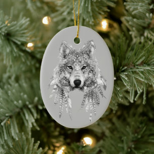 Adorno De Cerámica Personalizable Boho Wolf