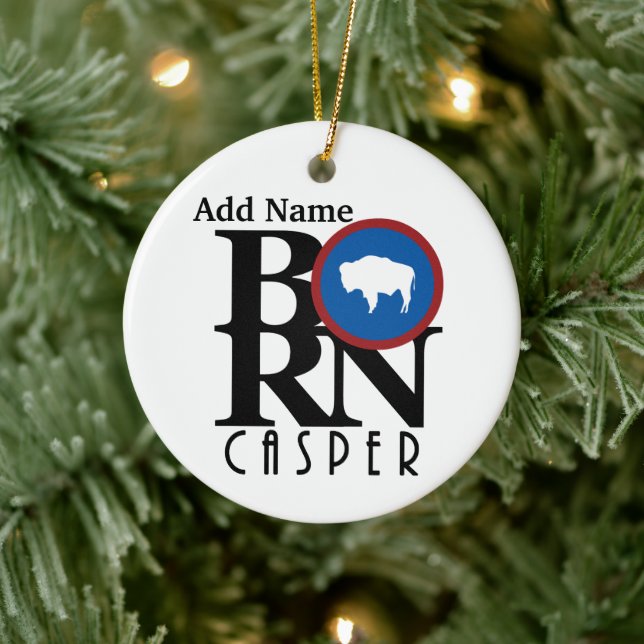 Adorno De Cerámica Personalizable BORN Casper Wyoming (Árbol)
