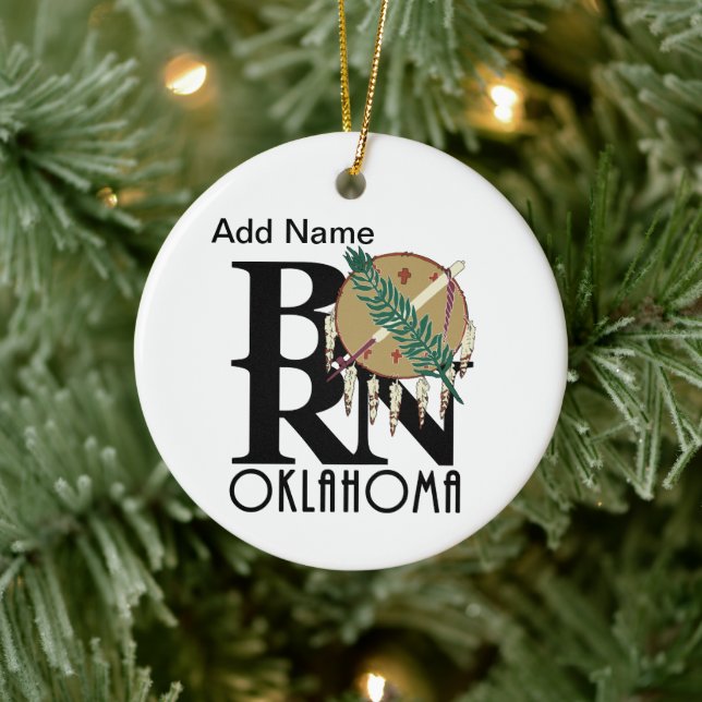 Adorno De Cerámica Personalizable BORN Oklahoma (Árbol)
