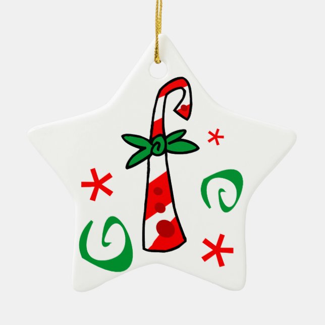 Adorno De Cerámica Personalizable Candy Cane Keepsake Ornament (Frente)