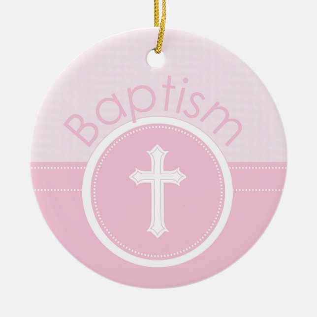 Adorno De Cerámica Personalizable, Chica rosado Hijo del Bautismo de  (Frente)