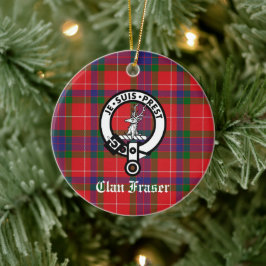 Adorno De Cerámica Personalizable Clan Fraser Escudo Badge & Tartan
