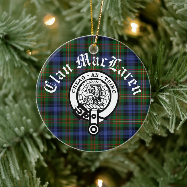 Adorno De Cerámica Personalizable Clan MacLaren Escudo Badge & Tartan (Árbol)