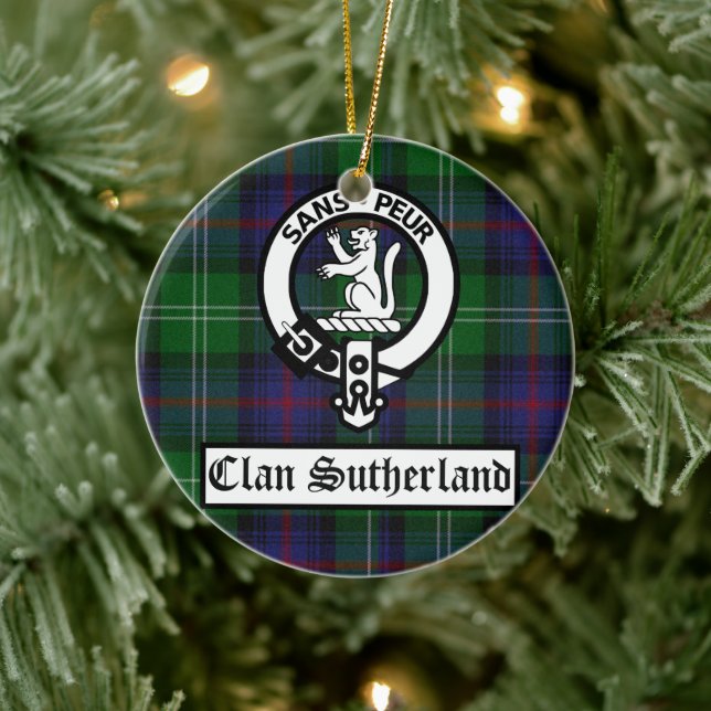 Adorno De Cerámica Personalizable Clan Sutherland Escudo Badge & Tart (Árbol)