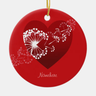 Adorno De Cerámica Personalizable: Corazón de amor de Dandelion