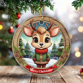 Adorno De Cerámica Personalizable cute reindeer character Art 🦌🎄