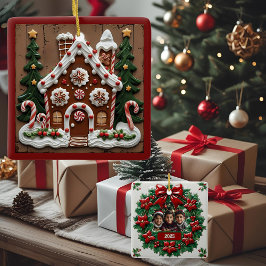 Adorno De Cerámica Personalizable de la casa de los navidades Gingerb