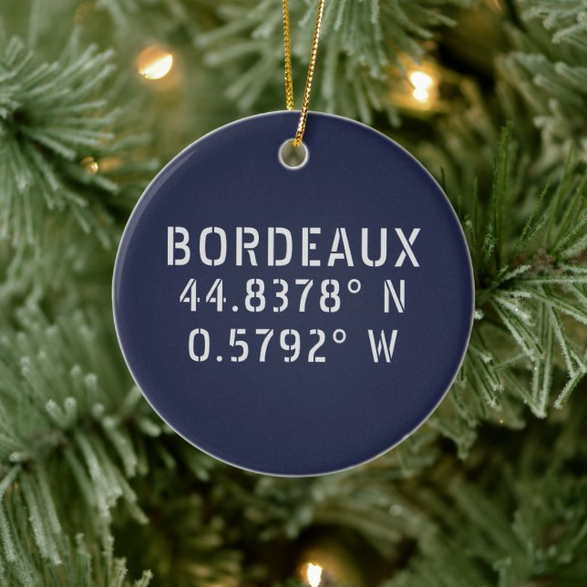 Adorno De Cerámica Personalizable de longitud Bordeaux Latitude (Árbol)