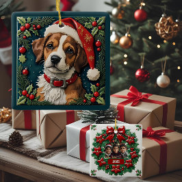 Adorno De Cerámica Personalizable de Navidades Cachorros