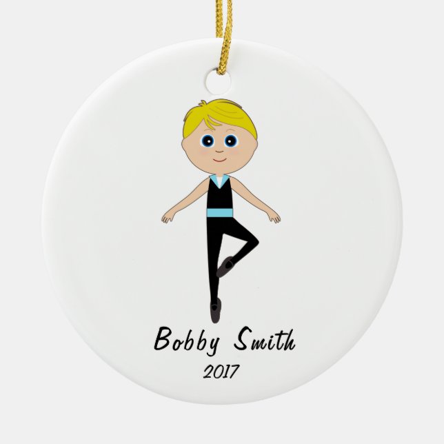 Adorno De Cerámica Personalizable del nombre y del año del bailarín (Frente)