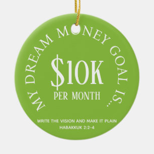 Adorno De Cerámica Personalizable Dream Money Financial Goal Vision