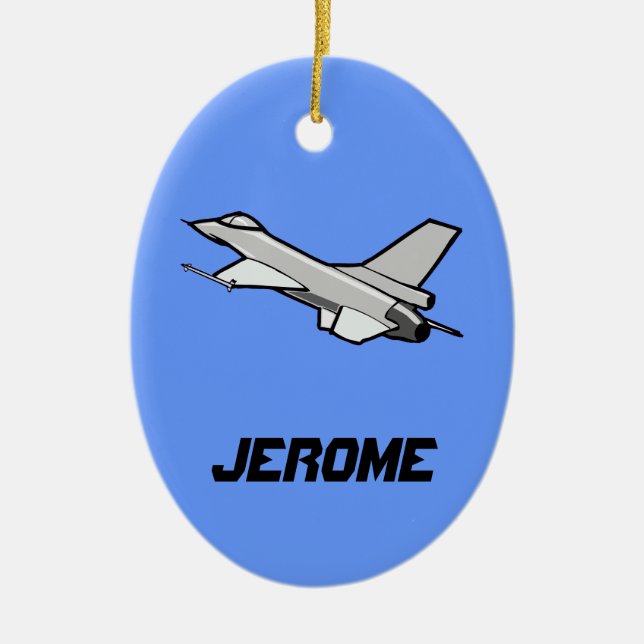 Adorno De Cerámica Personalizable F16 contra el diseño del Halcón (Frente)