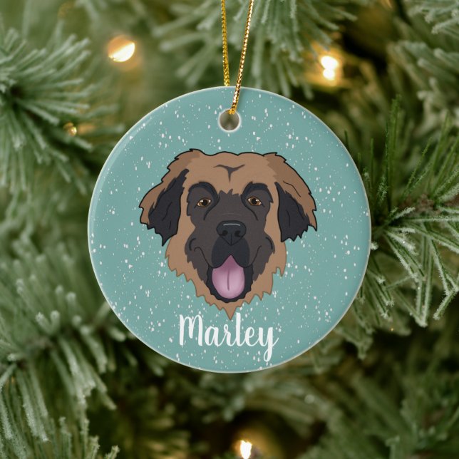 Adorno De Cerámica Personalizable Leonberger (Árbol)