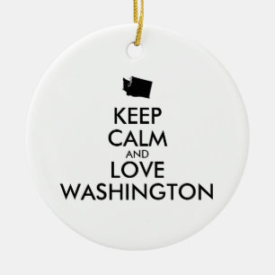 Adorno De Cerámica Personalizable MANTENER LA CALMA Y AMAR A WASHINGT