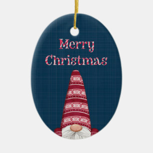 Adorno De Cerámica Personalizable Merry Christmas Candy Cane Gnome