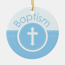 Adorno De Cerámica Personalizable, Niño Azul Hijo de Dios Bautizo