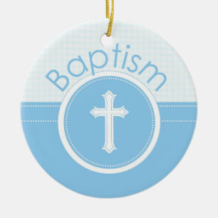 Adorno De Cerámica Personalizable, Niño Azul Hijo de Dios Bautizo