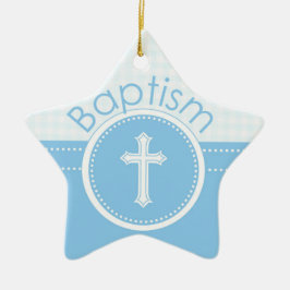 Adorno De Cerámica Personalizable, Niño Azul Hijo de Dios Bautizo