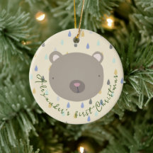 Personalizable Nombre Navidades de oso lindo
